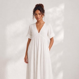 ankle length cotton dresses for women Clacive Casual Loose Pink Cotton Dress Ladies Fashion Lapel Long Sleeve Ankle Length Dress Elegant Lace-Up Dresses For Women
