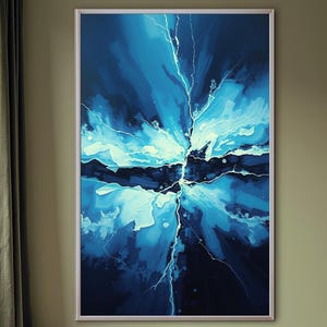 Fractured Ice Wall Art — Dark Spiritual Abstract Printable, Expressive Scandinavian Oil Statement Art