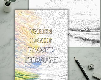 Printable Adult Coloring Book — Fine Line Cloudscape Nature Pages ...