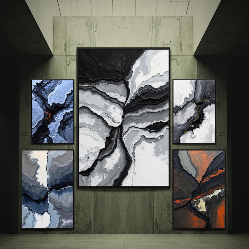Structural Image Decor Structural Abstract Wall Art, 5 Piece Gallery Wall, Stone Texture ...