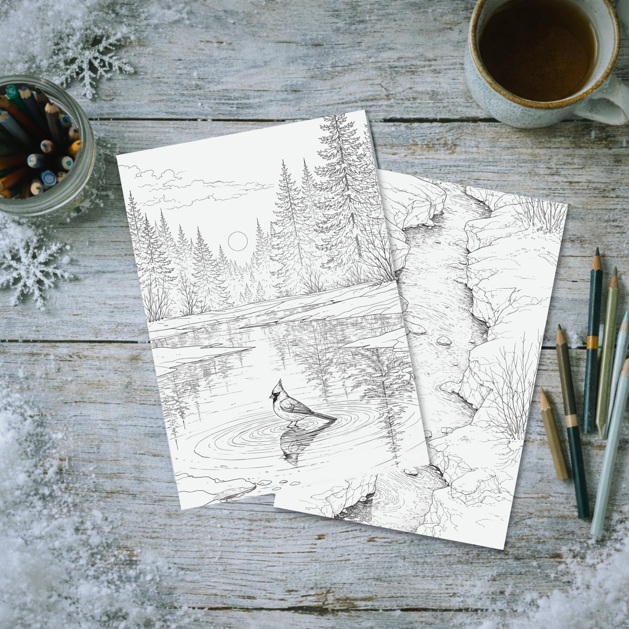 Printable Coloring Pages Set — 60+ Fine Line Black & White Art Designs ...