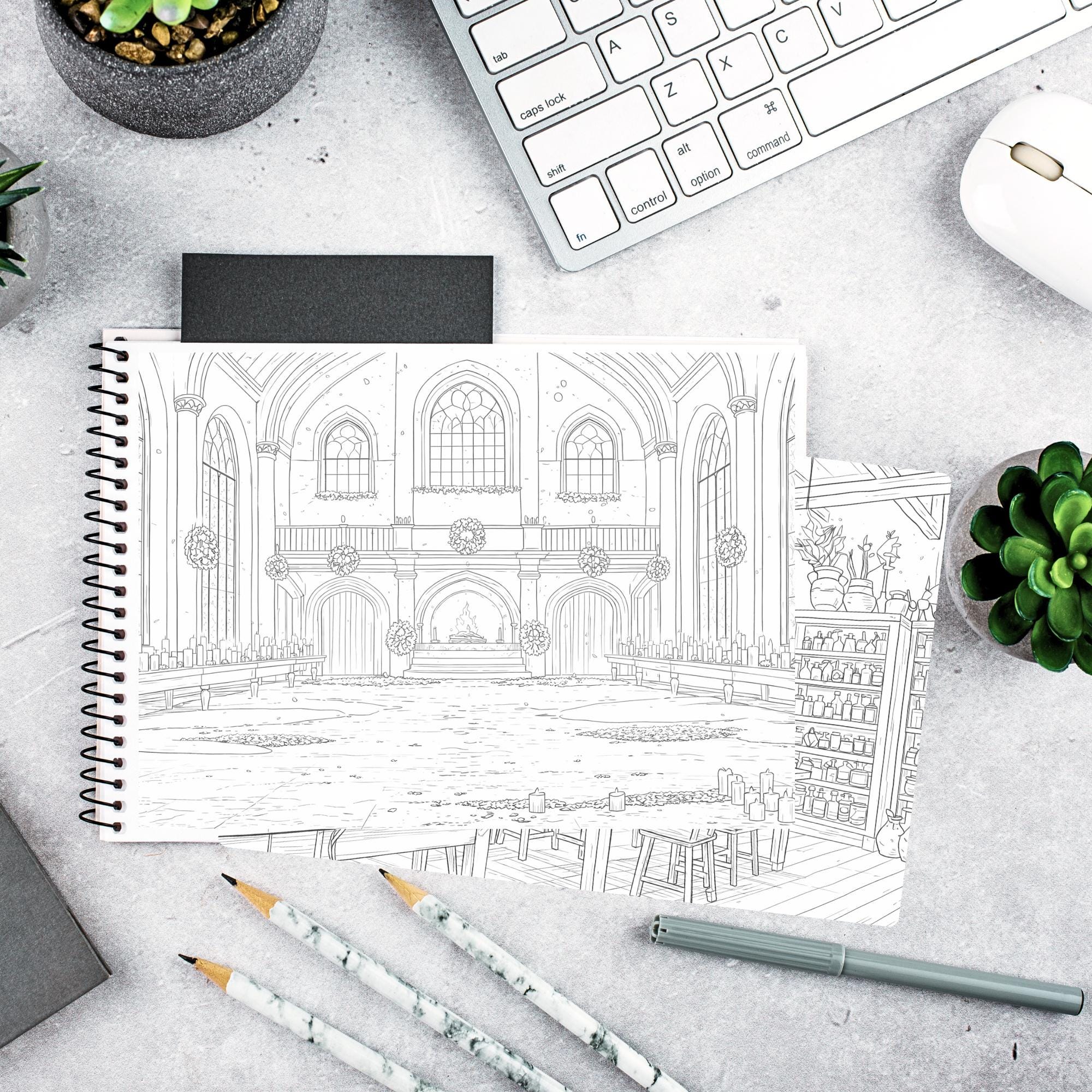 Printable Coloring Pages Set — 60+ Fine Line Black & White Art Designs ...