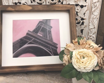 Eiffel Tower Girls Nursery Original Art PRINT // 8x10 PRINT pink and brown // Paris Nursery Theme Artwork