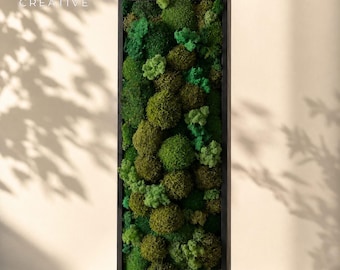 安定化・保存された苔の壁アート、手作りの自然フレーム