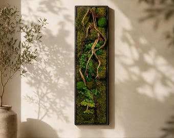 安定化・保存された苔の壁アート、手作りの自然フレーム