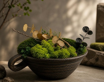 安定化・保存された苔の壁アート、手作りの自然フレーム