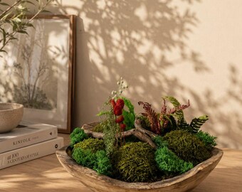 安定化・保存された苔の壁アート、手作りの自然フレーム