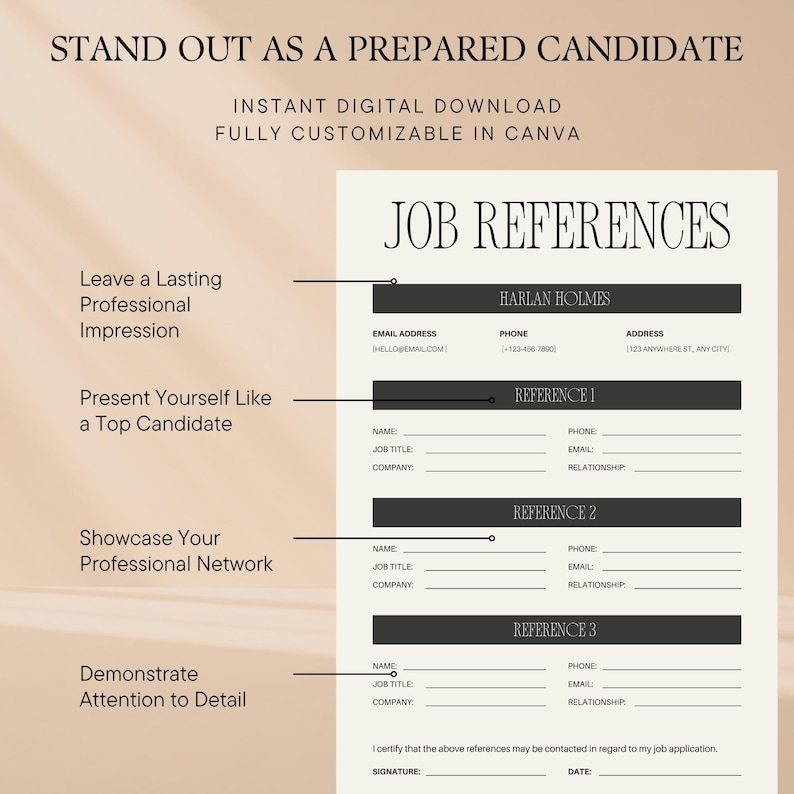 Job References Template | Editable in Canva | Professional Reference ...