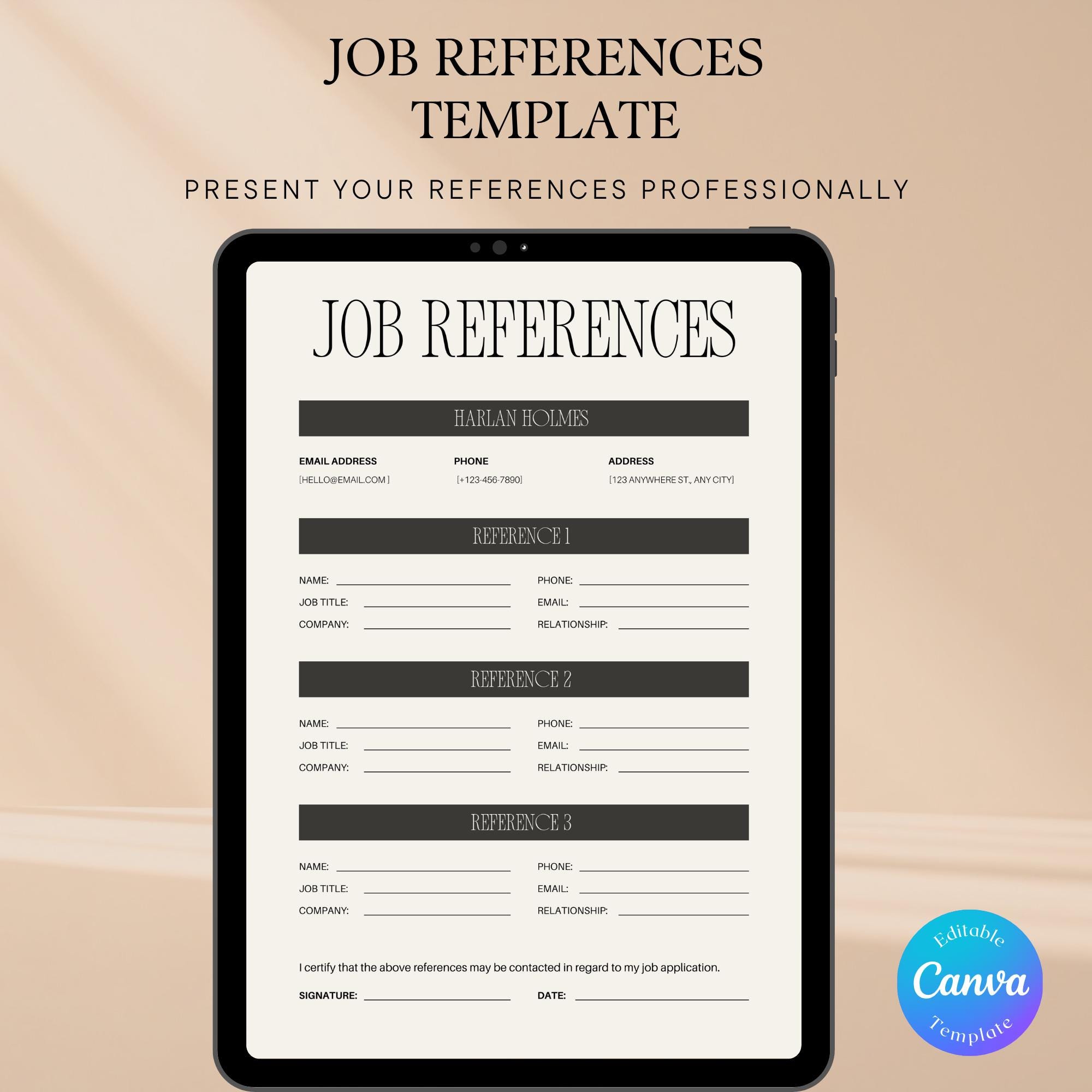 Job References Template | Editable in Canva | Professional Reference ...
