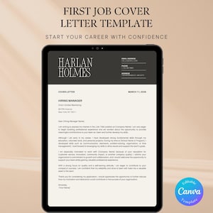 No Experience Cover Letter Template | First Job Cover Letter | Editable in Canva | Entry Level One Page | Student Job Application