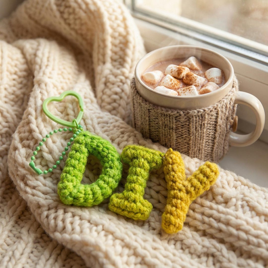 DIY Crochet Letter Keychain Kit: Personalized Name, Word Charm - Etsy