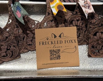 Wooden Cow Tag Car Charm | Laser Engraved Tooled Leather Design Accessory
