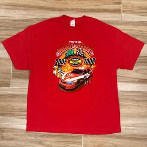 Vintage 2007 NASCAR Toyota Premier Season Tour T-Shirt Red XL Nextel Cup Camry
