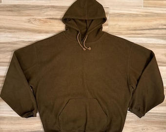 Vintage Fast Solar Fleece Hoodie Olive Brown Pullover XL Rugged Original