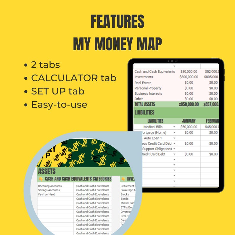 Net Worth Tracker Spreadsheet | Money Map Budget Tool | Financial ...