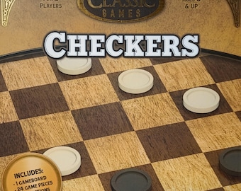 Juego de mesa de damas de Classic Games para 2 jugadores, a partir de 6 años, con tablero y 24 piezas.