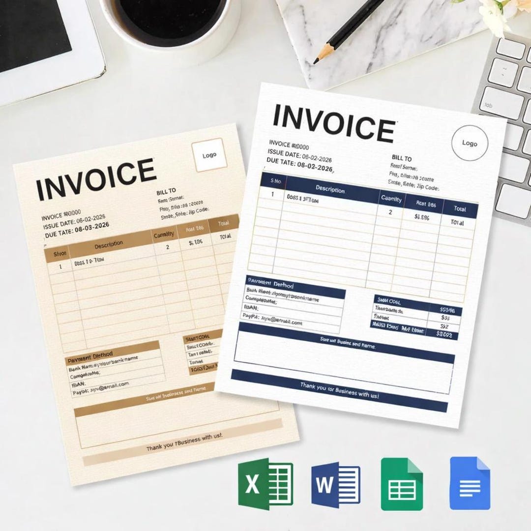 Invoice Spreadsheet Template | Editable Invoice Excel Ms-word | Small ...
