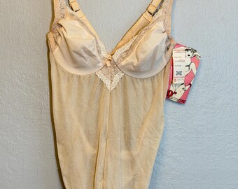 NOS Vintage 80s Young Smoothie "Bodysleeker" Shapewear Bodysuit 34C