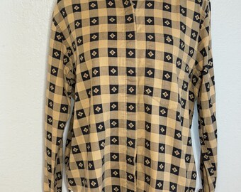 Vintage 90s Nordstrom Southwestern Print Button Down Shirt  Cotton Geometric Patterned Blouse