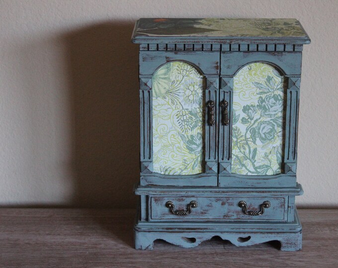 Painted Distressed Duck Egg Blue Vintage Jewelry Box Etsy