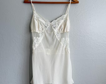 Vintage Victoria’s Secret Silk Lace Slip Dress Cream Y2K Coquette S