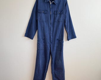 Vintage 90s Italian Workwear Coveralls French Blue Size IT46 S/M Unisex
