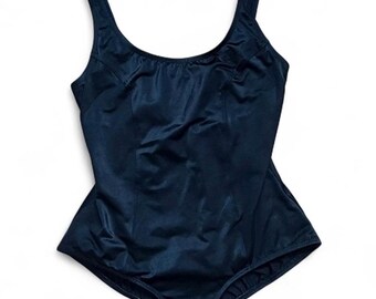 VTG 70s Harbour Casuals Black One Piece Swimsuit ILGWU Plus Size 18 Retro