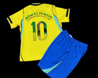 ronaldinho kinder jersey shirt maillot uni 1963 WM 2018 nummer 100 mini gelb gelb color