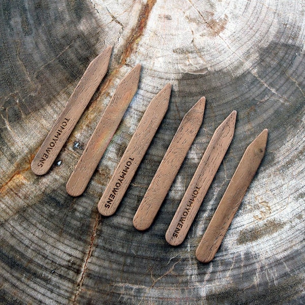 Walnut Collar Stays:  Sophistication in Sustainable Style (6-Pack)