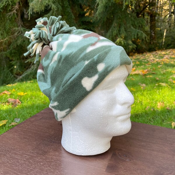 Fleece Hat//Camo Hat//Winter Hat//Warm Fleece Hat