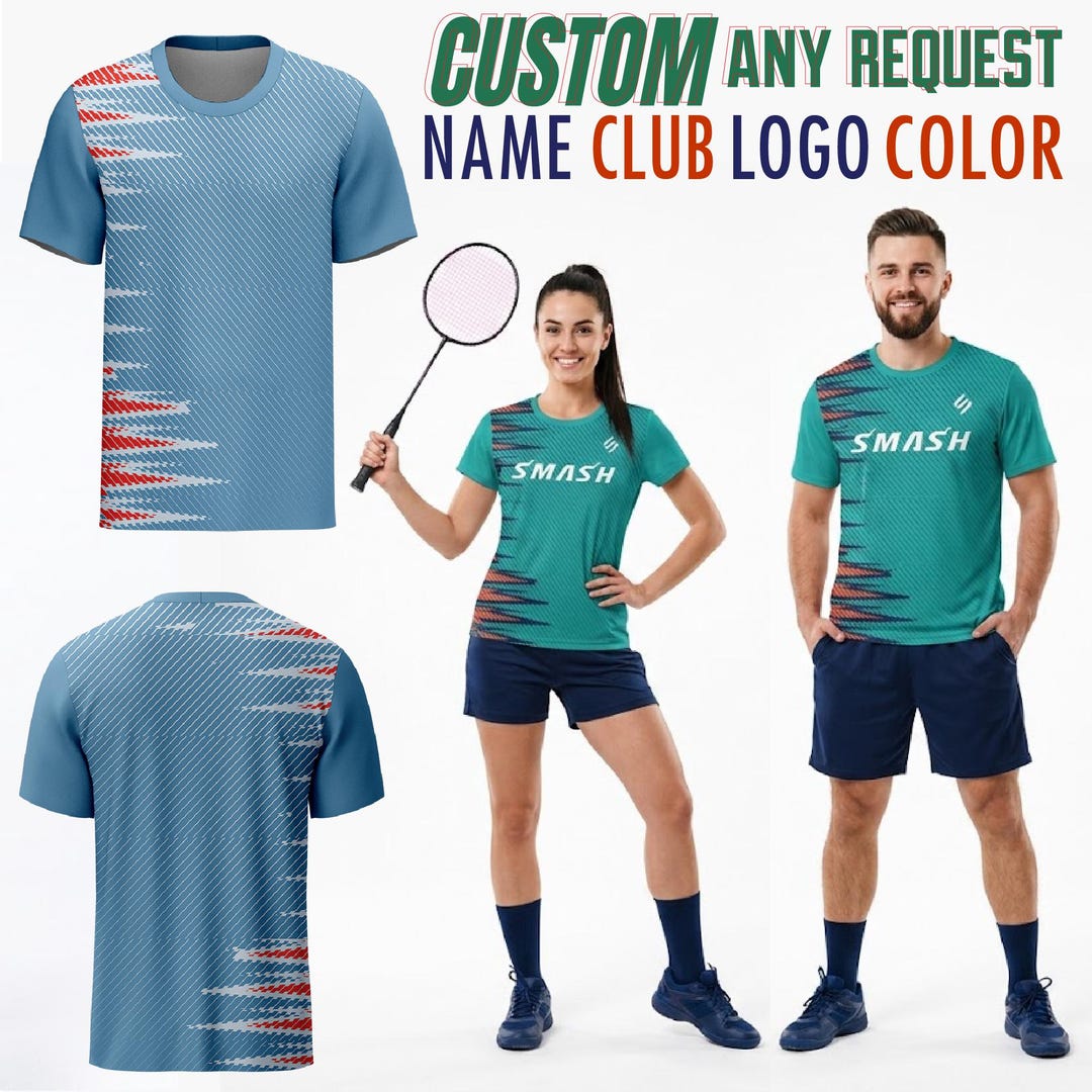 Custom Emerald Badminton Jersey, Personalized Lightning Pattern Shirt ...