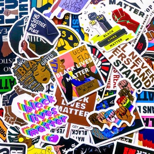 Lot de 50 autocollants BLM, autocollants Black Lives Matter, autocollants justice sociale, autocollants protestation pour l'égalité, lot d'autocollants imperméables