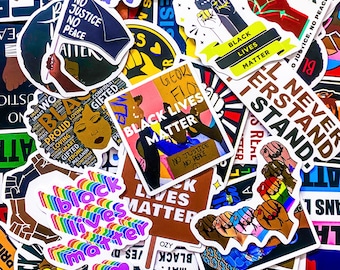 Paquete de 50 pegatinas con la declaración de BLM, pegatinas de Black Lives Matter, pegatinas de justicia social, pegatinas de protesta por la igualdad, pegatinas impermeables