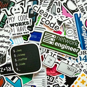 Pack of 50 Coding Geek Stickers, Developer Stickers, Pixel Computer Stickers, IT Humor Stickers, Waterproof Stickers for Laptop, Tablet