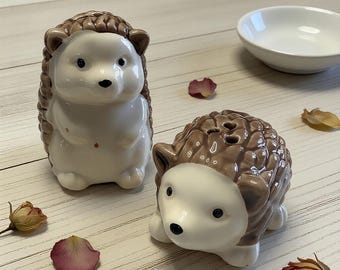 Handcrafted Ceramic Hedgehog Salt and Pepper Shakers | Farmhouse