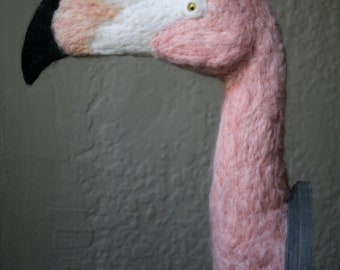 Felted Flamingo Sculpture