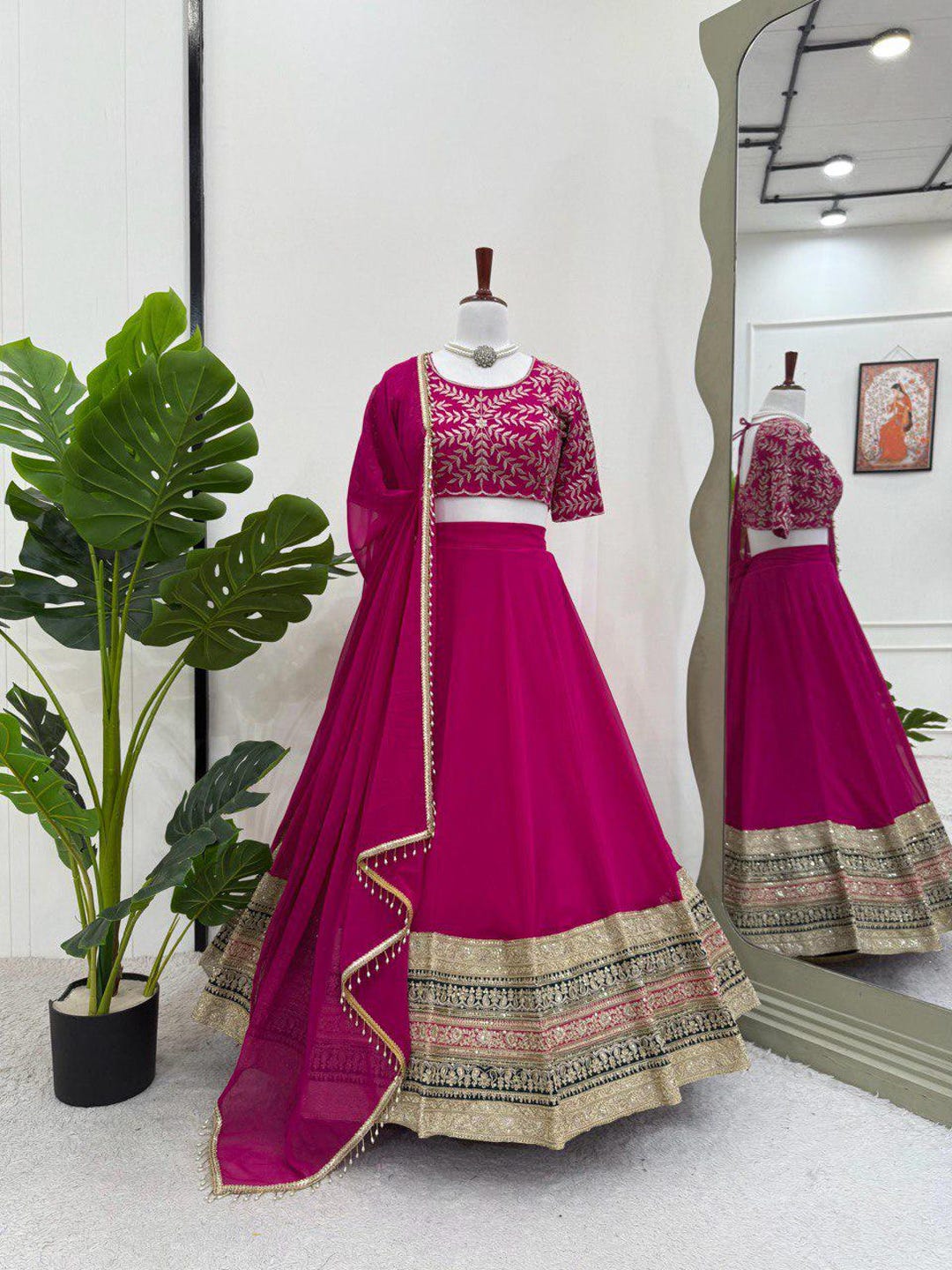 3 Meter Flair Ghagra Semi Jewel toned Foux Georgette Lehenga Thread 3-meter-flair-ghagra-semi-jewel-toned-foux-georgette-lehenga-thread