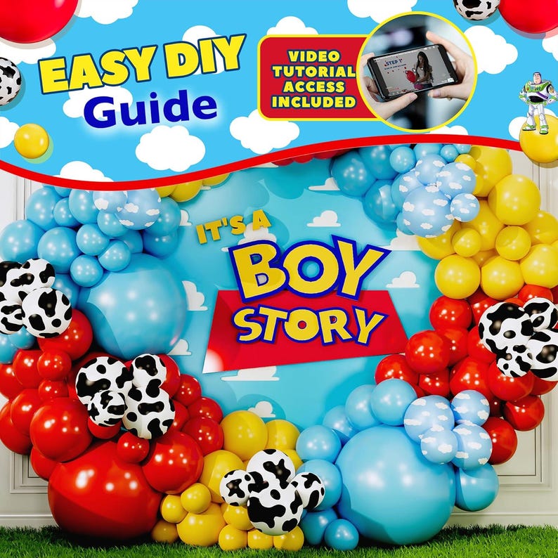 Toy Story Balloon Arch Kit: Cloud, Cow Print Garland for Baby Shower Birthday image 6