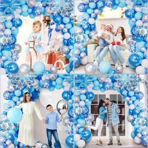 Frozen Balloon Arch Kit: Silver Blue Snowflake Garland for Winter Wonderland Party image 3