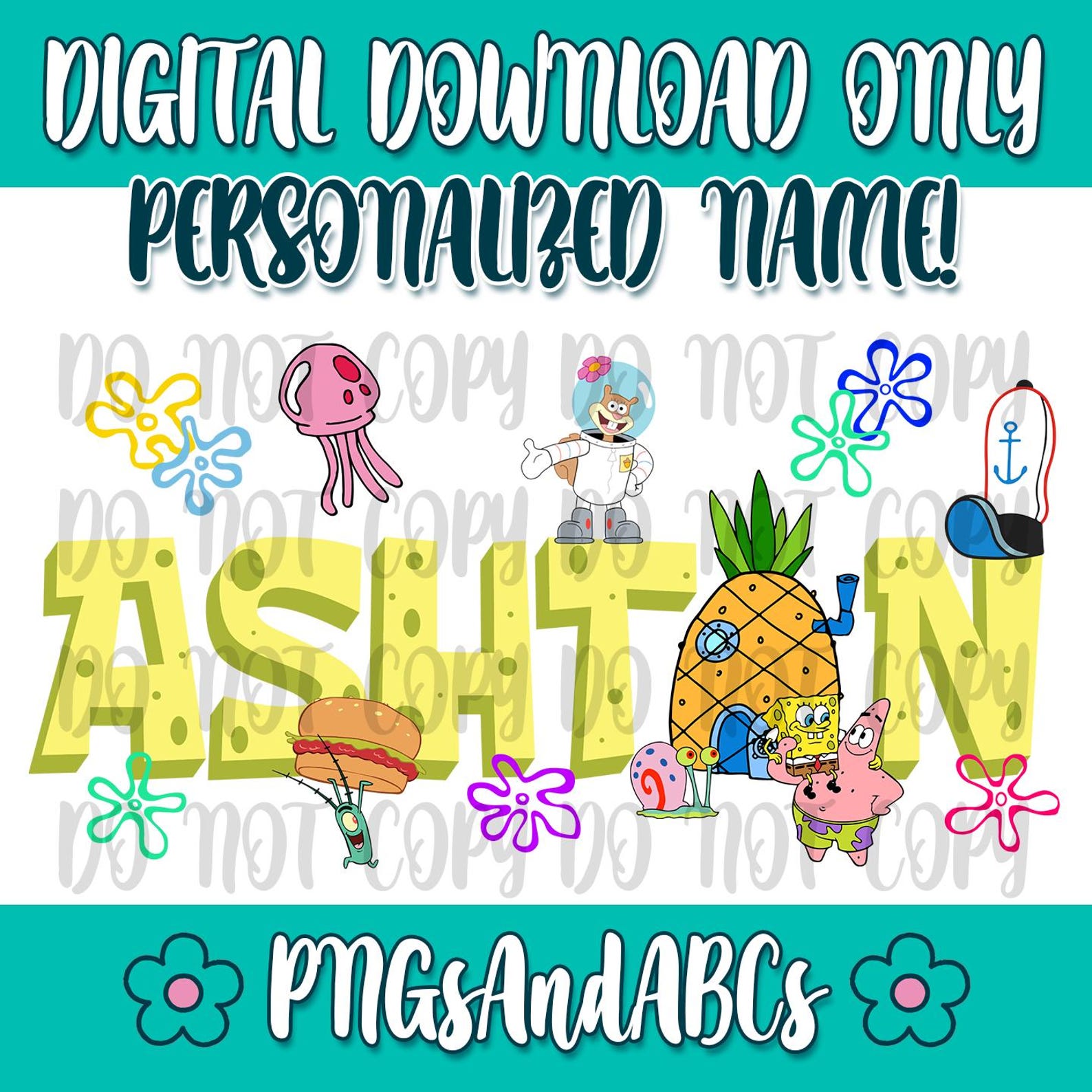 Sponge Custom Name | PNG File | Personalized Digital Download - Etsy