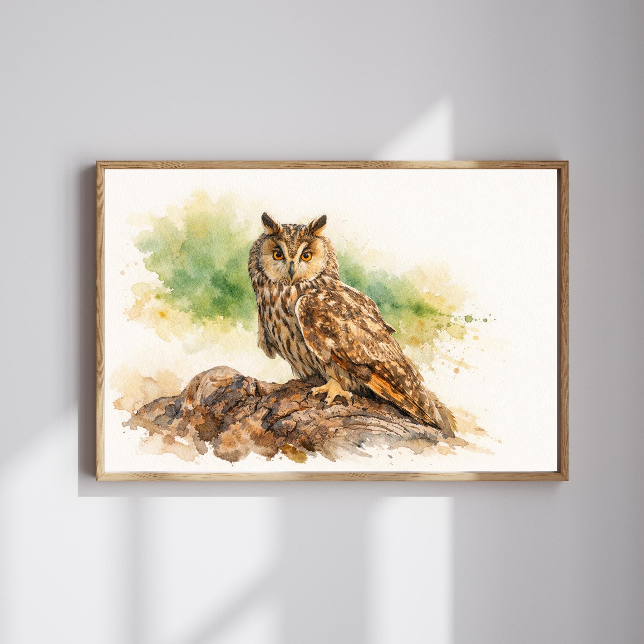 Watercolor Owl Printable Wall Art – Rustic Woodland Decor, Gift for Bird Watchers (Digital Dow