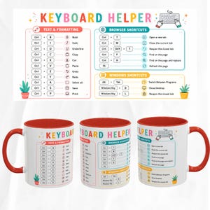 Keyboard Shortcuts Cheat Sheet Mug | Accent Coffee Mug