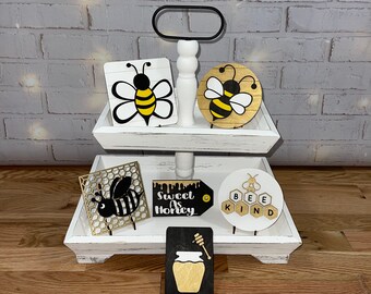Bee (2) Tier Tray Laser Cut File