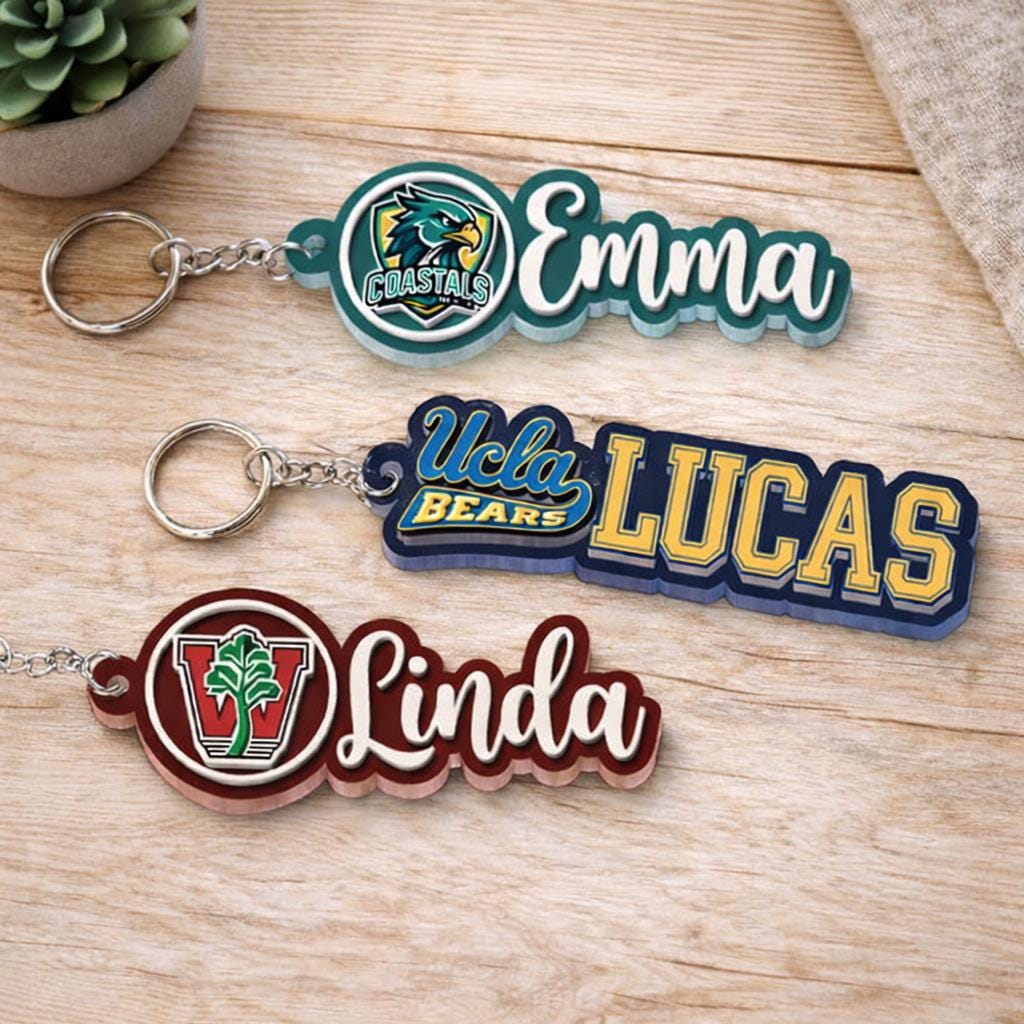 Personalized College Logo Keychain With Name – Custom Backpack ...