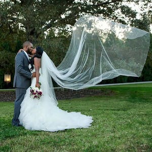 1-3 Days to Ship Bridal veil, chapel veil, cathedral veil, floor length veil, waltz veil, simple veil, classic veil, plain veil sheer veil image 1