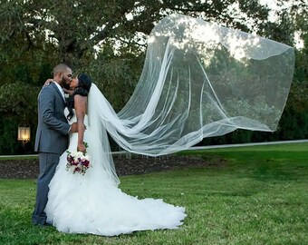 1-3 Days to Ship - Bridal veil, chapel veil, cathedral veil, floor length veil, waltz veil, simple veil, classic veil, plain veil sheer veil