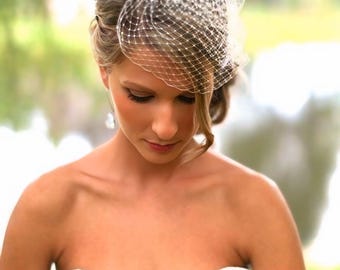 9" Birdcage Wedding Veil, Bandeau Bridal Veil, Russian Netting