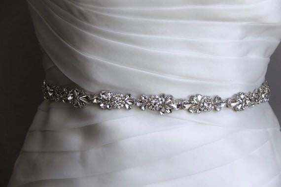 Rhinestone Bridal Sash: Crystal Wedding Dress Belt, Satin  display picture 2