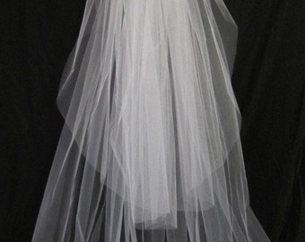 Wedding veil w/ 30 in blusher/top tier chapel veil, floor length veil, waltz length veil, classic, sheer, plain, bridal veil, cathedral veil