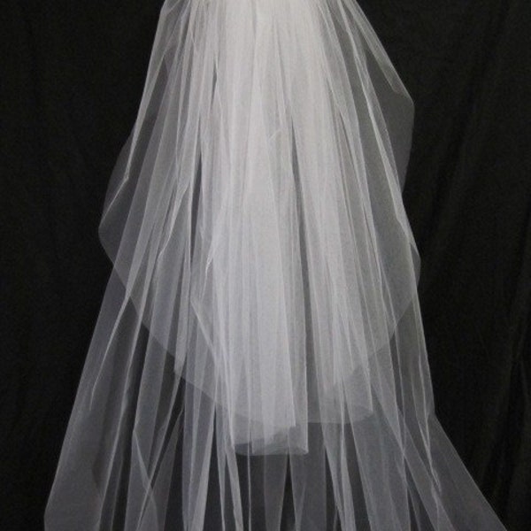 Wedding veil w/ 30 in blusher/top tier chapel veil, floor length veil, waltz length veil, classic, sheer, plain, bridal veil, cathedral veil